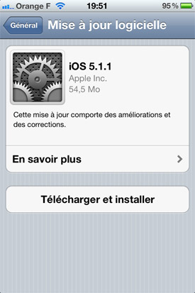 Apple : la mise à jour iOS 5.1.1 est disponible