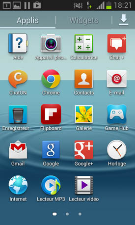 Samsung Galaxy S3 mini : menu applications