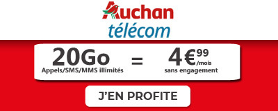 Forfait Auchan Télécom 20 Go à 4.99? seulement