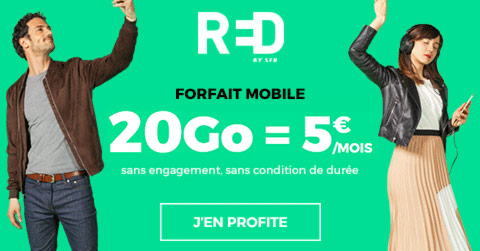 Le forfait mobile SFR RED 20 Go à 5 euros par mois à vie