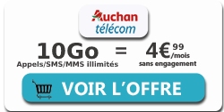 Forfait Auchan Télécom 10 Go