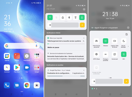 Interface Oppo Find X3 Lite