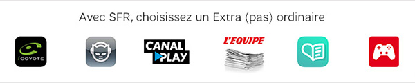 SFR : 3 nouveaux Extras avec L'Équipe, LeKiosk et SFR Jeux