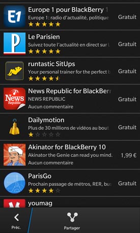 BlackBerry Z10 : applications