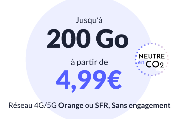 Bon plan : forfait mobile à partir de 4,99€ jusqu’à 200 Go sur Orange ou SFR