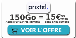 Forfait mobile Prixtel 150 Go