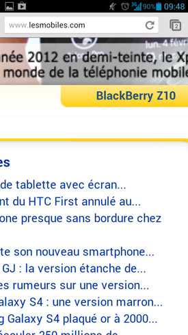 Huawei Ascend P2 : navigateur web