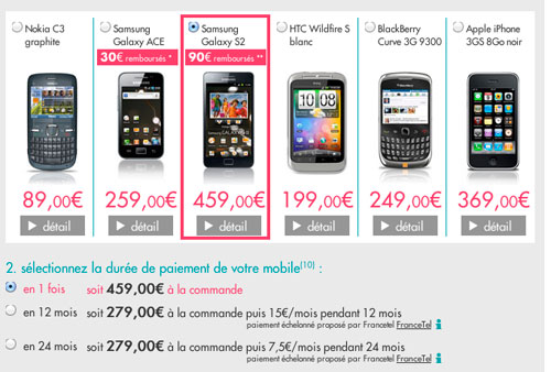 Orange Sosh : 90 euros remboursés sur le Samsung Galaxy S2