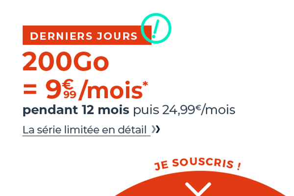 Le forfait mobile 200Go en promo à 9.99€ à saisir avant minuit chez Cdiscount Mobile