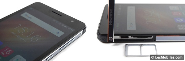 Hisence C20 : haut-parleur, webcam et trappe microSIM