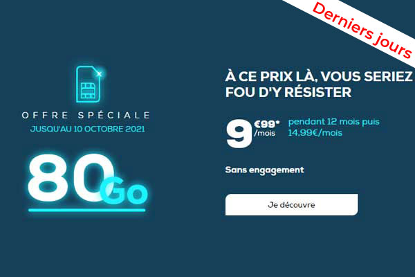 Derniers jours pour profiter de ce forfait pas cher avec 80Go de 4G