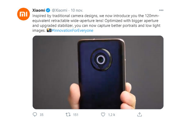 Xiaomi nous met l’eau à la bouche avec un objectif photo rétractable pour smartphone
