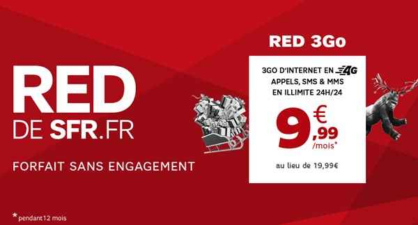 SFR RED brade son forfait 3Go à 9,99€ pendant 1 an
