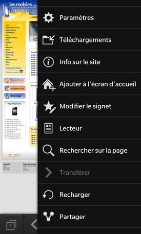 BlackBerry Z10 : navigateur Web