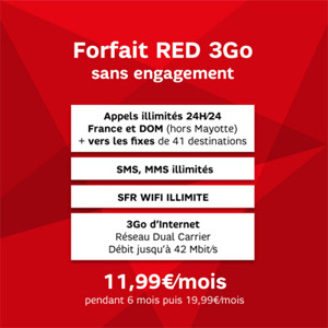 SFR RED brade son forfait 3Go à 11,99€ pendant 1 an