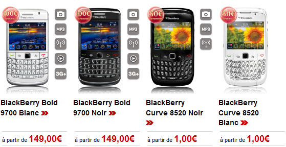BlackBerry Bold 9700 et Curve 8520 chez Virgin Mobile