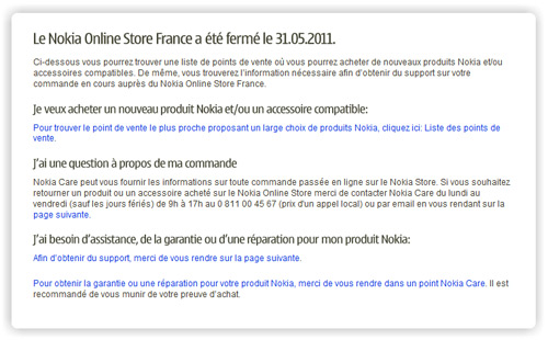 Nokia France baisse le rideau de sa boutique en ligne