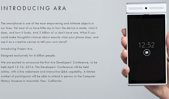 Google présentera son projet de smartphone modulable Ara au mois d'avril