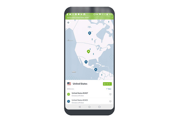 Application NordVPN sur Android
