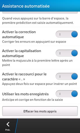 BlackBerry Z10 : assistance automatisée