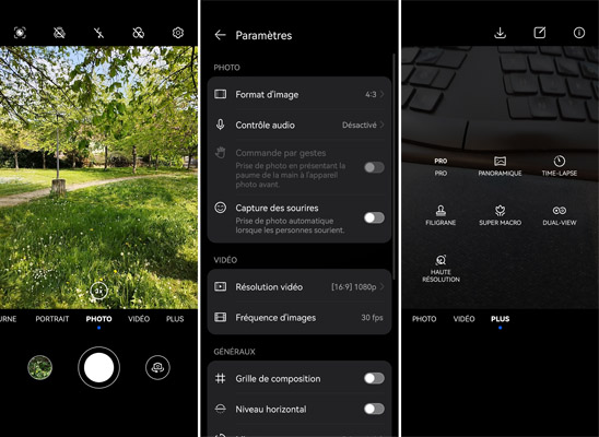 Interface caméra du Huawei Nova 9 SE