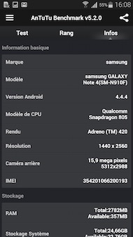 Galaxy Note 4 benchmark