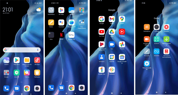 Accueil application Xiaomi Mi 11