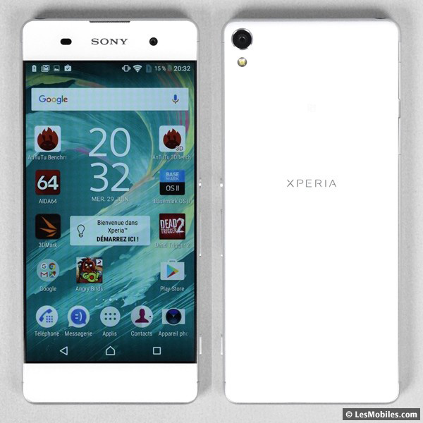 Sony Xperia XA : avant / arrière