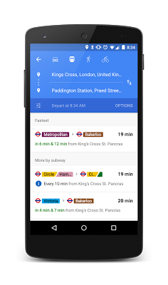 Google Maps intègre les horaires des transports en commun en temps réel
