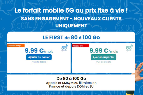 Forfait mobile spécial Black Friday : 80 Go sur le réseau Orange ou SFR à 9.99€ par mois à VIE chez YouPrice