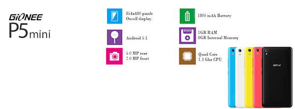 Gionee présente en Afrique le P5 mini