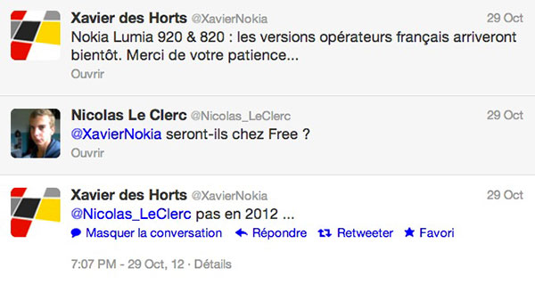 Free Mobile : pas de Nokia Lumia 920 et Lumia 820 au catalogue en 2012