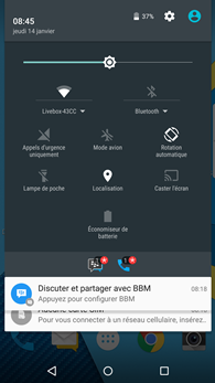 Blackberry Priv : centre de notifications