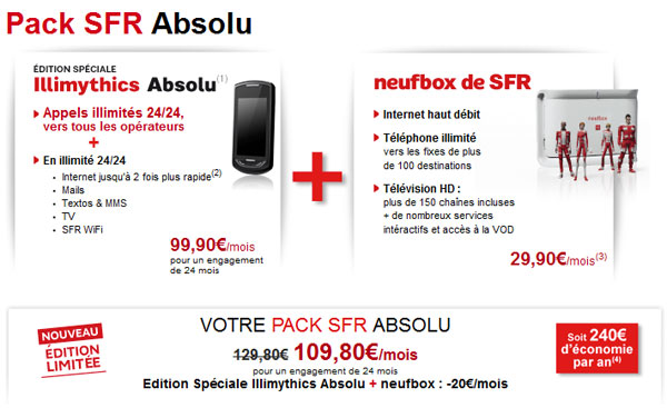 SFR lance « Illimythics Absolu » tout illimité à 99,90€