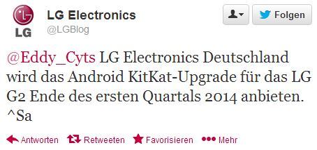 LG G2 : la mise à jour Android 4.4 KitKat arriverait au mois de mars en Europe