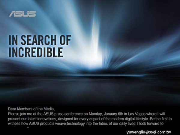 Asus lance les invitations pour sa conférence pré-CES 2014