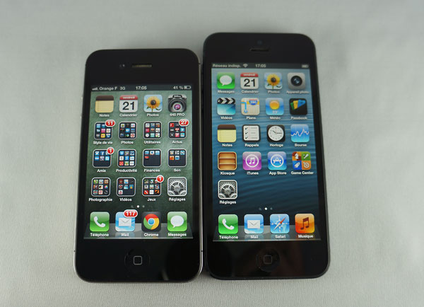 Test iPhone 5 : comparatif taille avec l'iPhone 4S