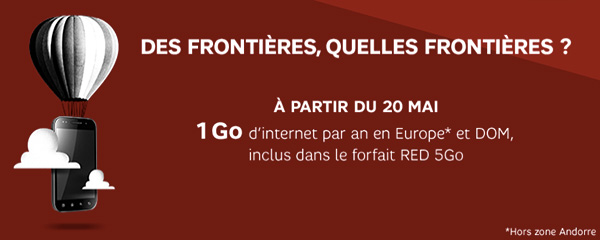 SFR RED va ajouter 1Go d'Internet par an en Europe et DOM dans son forfait 5Go