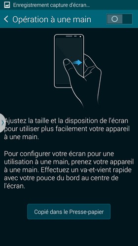 Samsung Galaxy S5 : enregistrement capture d'écran
