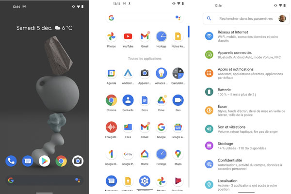 Test du Google Pixel 5 : écran & paramètres