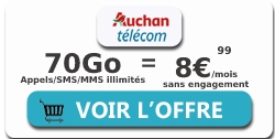 Forfait Auchan Télécom 70 Go