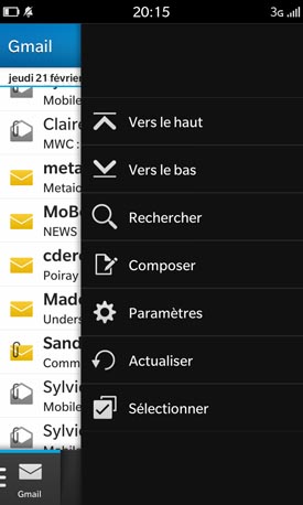 BlackBerry Z10 : messagerie