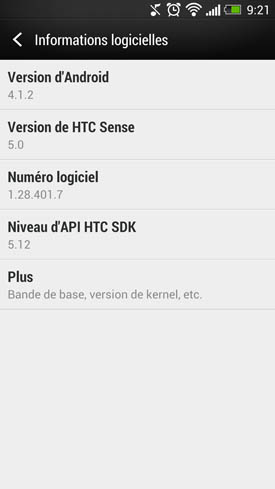 HTC One : paramètres