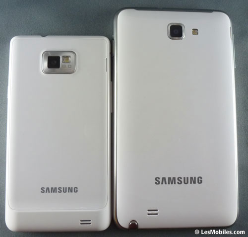 Samsung Galaxy Note blanc Samsung Galaxy S2 blanc comparatif photos