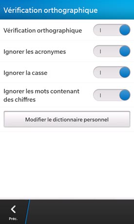 BlackBerry Z10 : vérification orthographique