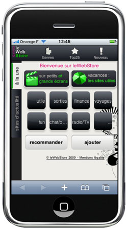 Le WebStore d'Orange sur iPhone