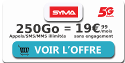 promo forfait Syma Mobile 250Go de 5G