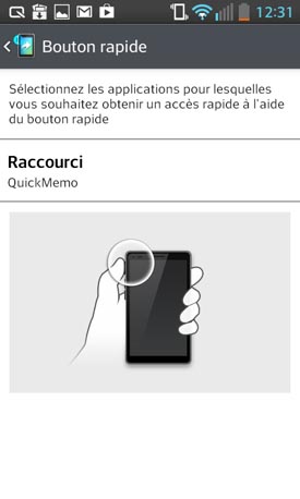 LG Optimus L5 II : Bouton rapide