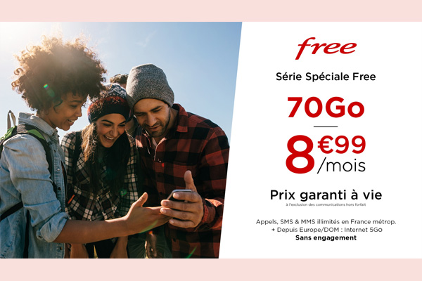 Nouvelle vente privée Free Mobile : un forfait mobile 70Go à 8,99€, un prix garanti à vie !