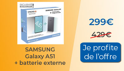 Soldes : Samsung Galaxy A51 + batterie externe